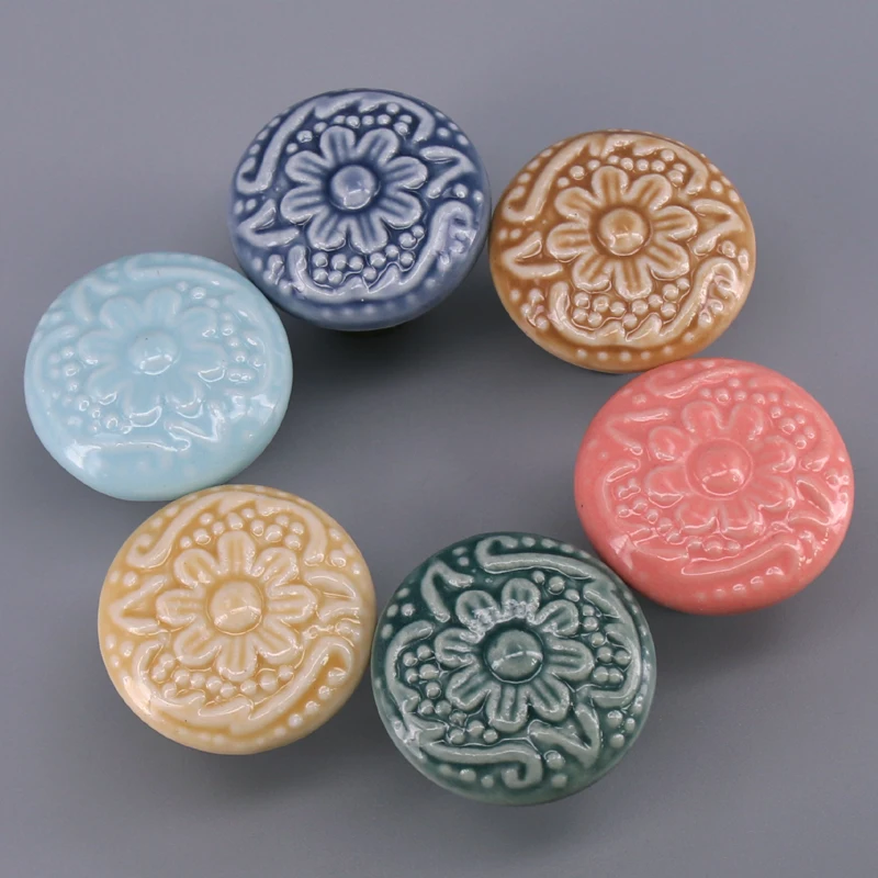 1х милые детские ручки для спальни цветочный шкаф комода керамические 33 мм|Ручки