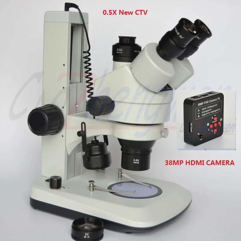 

FYSCOPE Track Stand Stere Microscope 3.5X-90X Simul Focal Trinocular Microscope with Dual LED Lights+HDMI CAMERA