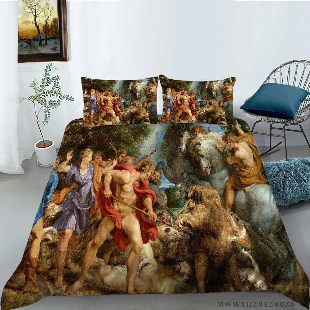 Горячая Распродажа картина маслом долина пейзаж печать Комплект постельного