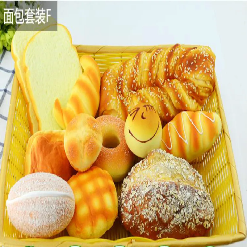 

Artificial Decorations Foods PU Simulated Large baked sesame bread mix model 3D fake breads furnishing articles bread 11pcs/set