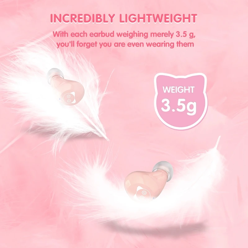 

K92F Wireless Earbuds Bluetooth Headphones Light-Weight Sport Earphones Ear Buds with Cartoon Appearence Gift for Women Girls