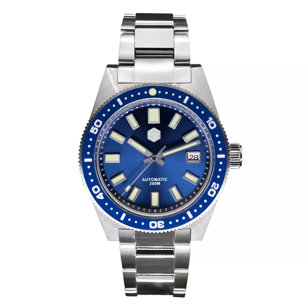 

San Martin Luxury Watch 62mas V4 41mm Diver Mens Watch Sapphire Glass Applied Logo NH35 Automatic Mechanical Watches Date 20Bar