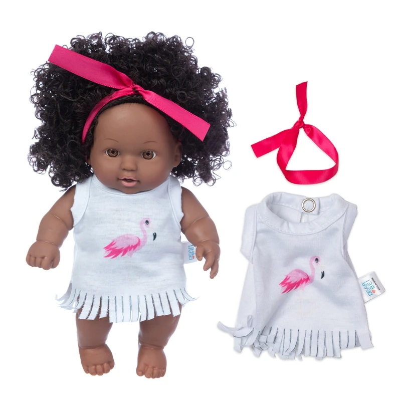 

New Bird 20cm 2021 African baby dolls silicone viny 8inch Reborn baby poupee boneca baby soft toy children gift