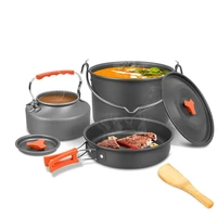 cookware set camping gear campfire utensils non stick lightweight stackable pot pan bowls for outdoor hiking cooking equipment