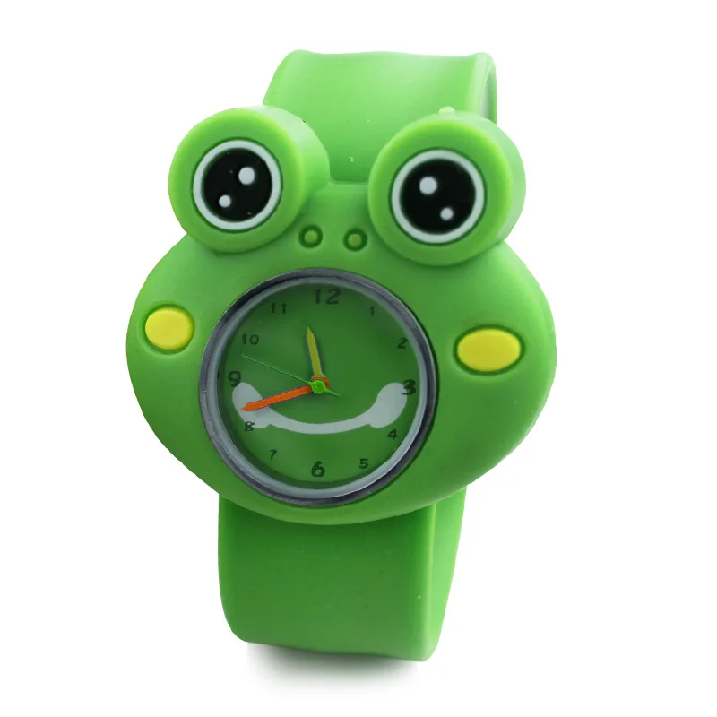Digital Slap Watch Cute Frog Slap Watches Cute 3D Cartoon Animal for Boys Girls Gifts Kids Green Quartz Wrist Watches Clock Gift