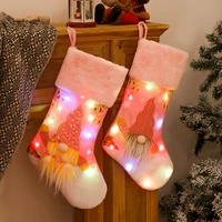 zerolife led light up pink printing xmas candy gift bag christmas stockings socks fireplace xmas tree hanging pendant decoration