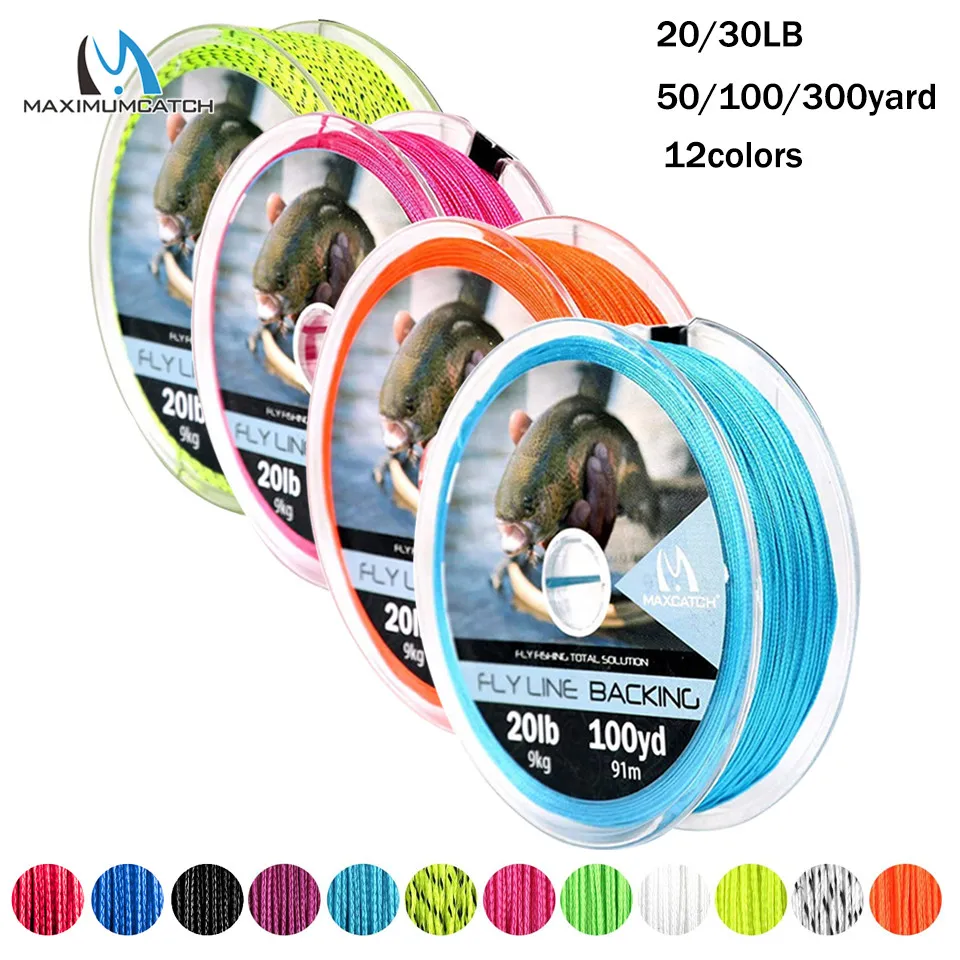 Maximumcatch Backing Fly Fishing Line 20/30LB 50/100/300Yards Backing Line Multi Color Braided Fly Line