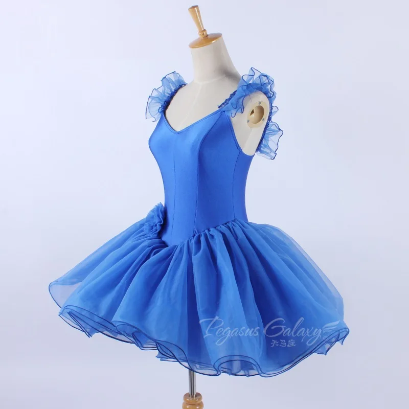 

H2682 Children Blue Ballet Dancing Dress Tutu Dresses Girl Stage Professional Performance Clothes Competition Pancake Dancewear