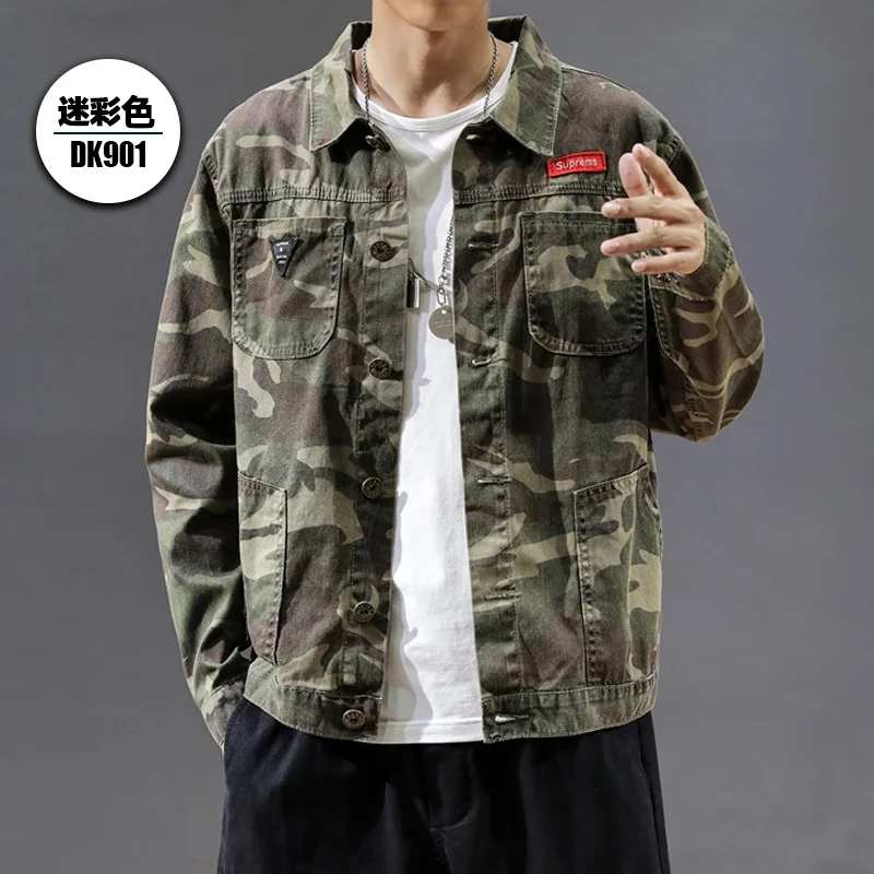 Куртка мужская джинсовая армейского зеленого цвета приталенный силуэт