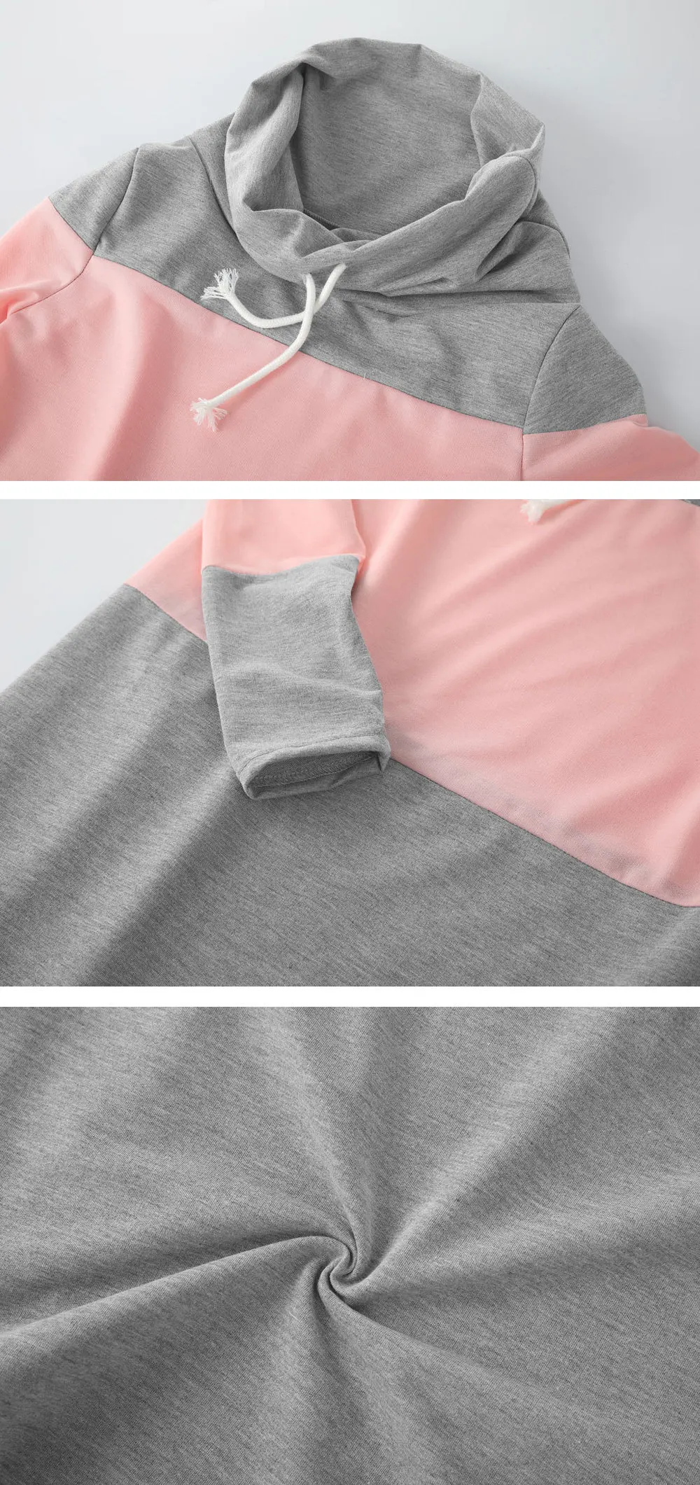 2020 Women Spring Bow Neck Dress Fashion Casual Long Sleeve Loose Grey Pink Patchwork Dresses Female Autumn Clothing