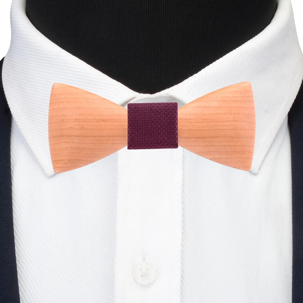 Красный синий клетчатый 3D деревянный галстук-бабочка модный твердый мужской