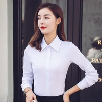 korean fashion office lady button up shirt white long sleeve women shirts autumn turn down collar ladies tops camisas para mujer