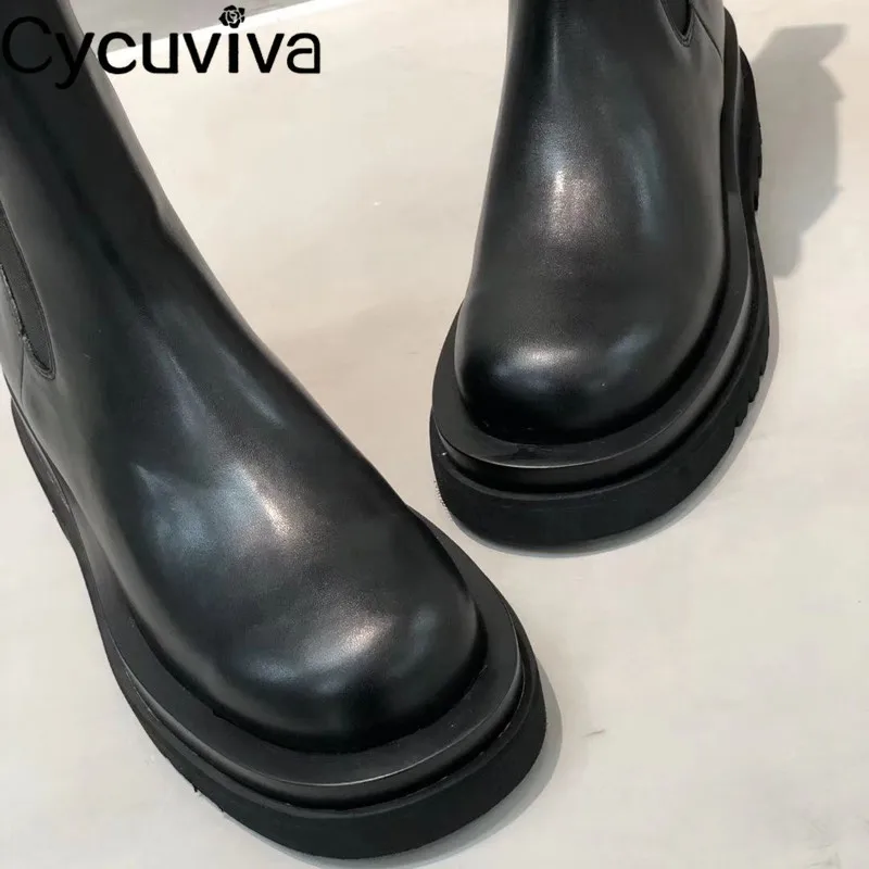 Популярные ботинки челси на толстой подошве женские удобные туфли плоской