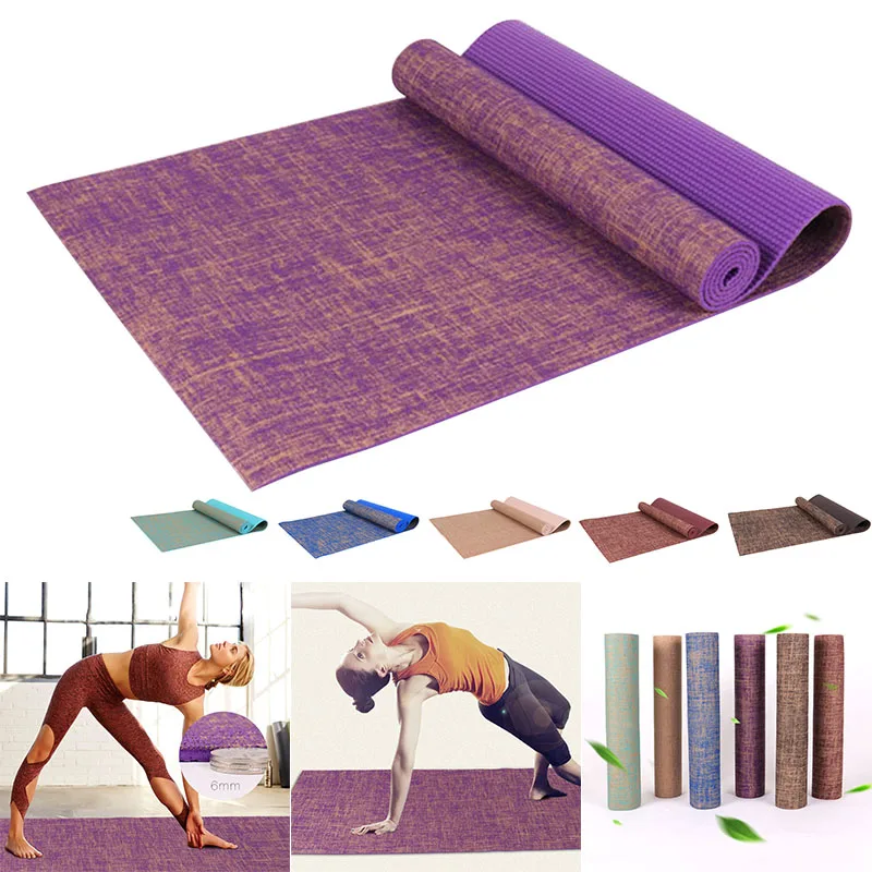 183 X 61cm 6mm Thickness Tasteless Non-slip Linen Yoga Mat Body Building Exercise Pilates Pad THJ99 | Спорт и развлечения