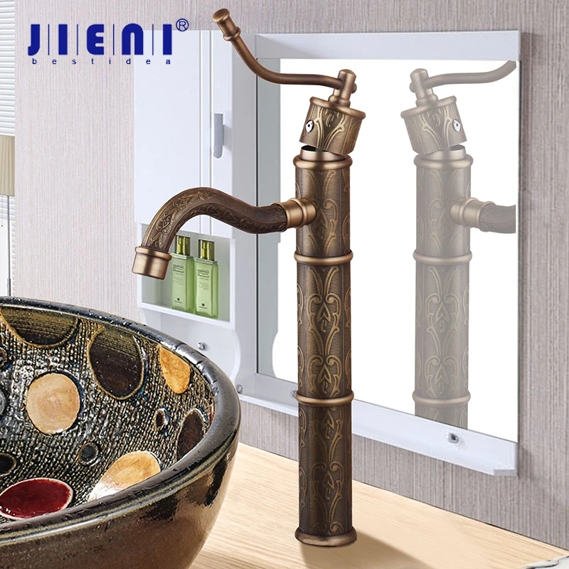 Античный латунный Смеситель для раковины в ванной комнате JIENI смеситель с