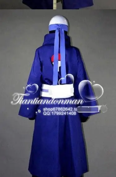 

Anime Naruto Shippuden Uchiha Obito/Madara Cosplay Costume Halloween Carnival Ninja Battle Suit Blue Kimono No Mask