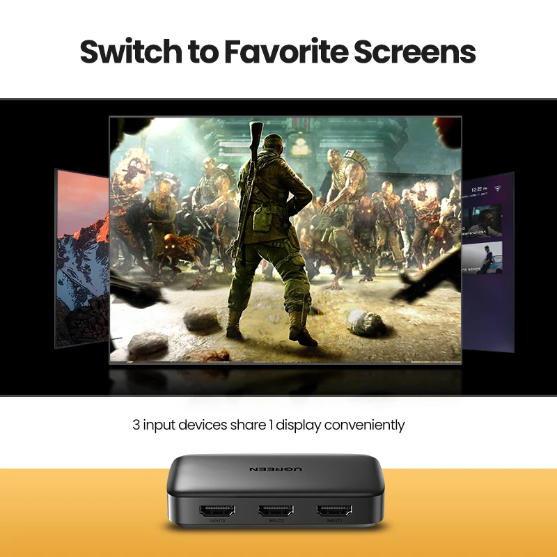 HDMI коммутатор UGREEN 3 в 1 сплиттер переключатель 4K для Xiaomi Mi Box 4k @ 30 Гц Nintendo Switch PS4 с ИК