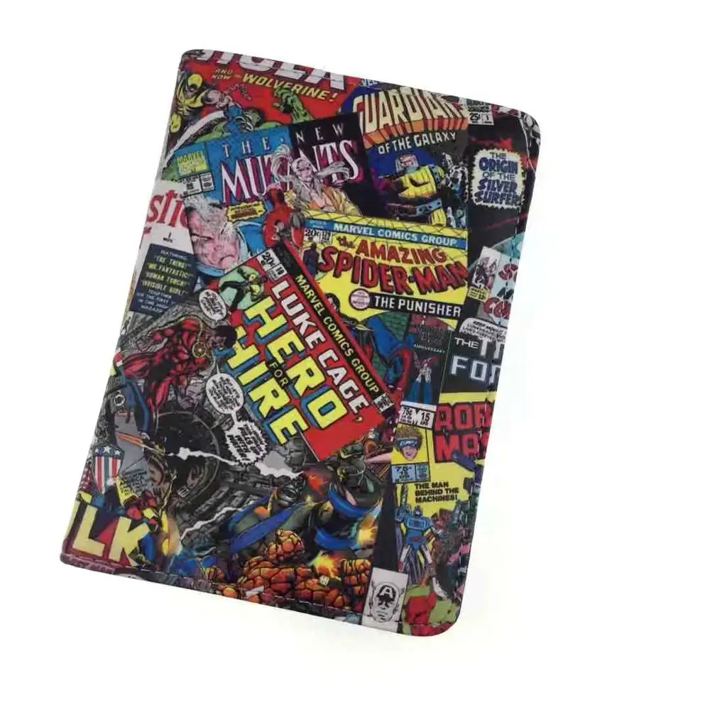 M-02 Comics мультфильм Обложка для паспорта Marvel Hero Ironman Hulk Дорожный Чехол Держатель для паспорта для мужчин и женщин pu кожаные держатели для ID карт - Цвет: M-02