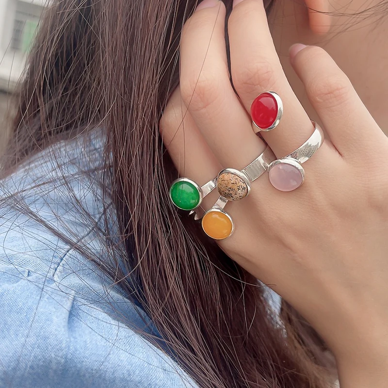 Momiji ручной работы натуральные камни кольца для женщин многоцветные Кристаллы