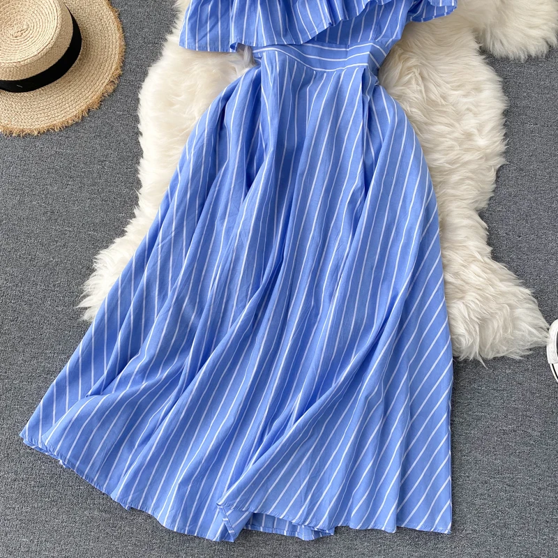 Женское асимметричное платье в полоску SINGRAIN винтажное длинное трапеция с