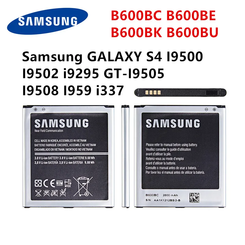 SAMSUNG Orginal B600BC B600BE B600BK B600BU 2600mAh Battery For Samsung GALAXY S4 I9500 I9502 i9295 GT-I9505 I9508 I959 i337 NFC