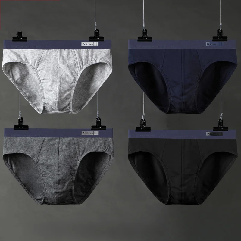 4Pcs/Lot Men's Underwear Men's Briefs Cotton Panties Men's Comfortable Breathable Shorts Loose Elastic Band L-3xl
