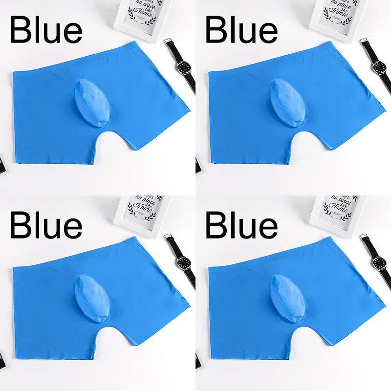 4 blue 4 шт./лот, мужское нижнее белье, боксеры, шорты, мужские, ледяной шелк, бесшовные, u выпуклые, очень мягкие, сексуальные, kilot, мужские трусы, cueca, боксеры, homme - Цвет: 4 blue