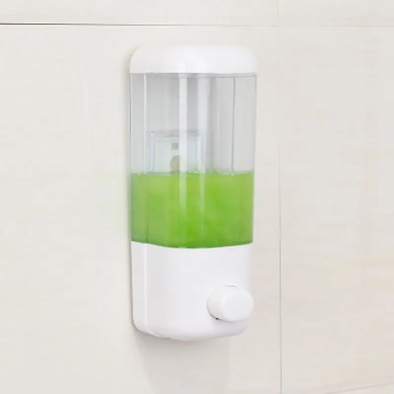 

2021 New 500ml Bathroom Soap Dispenser Wall Mounted Self-Adhesive Shampoo Container Hand Press Clear Liquid Lotion Single Slot