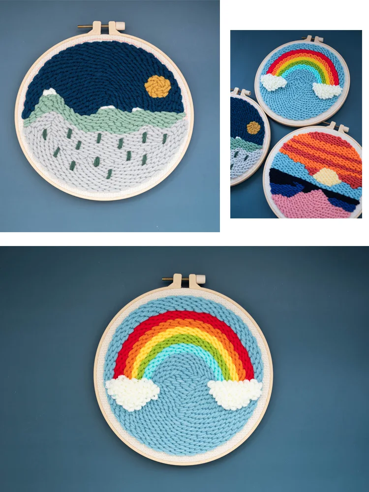 

Handmade DIY Decorative Painting Bedroom Material Package Poke Embroidery Room Cartoon Wool Color Filling