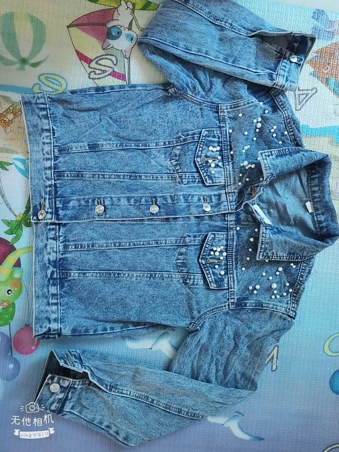 denim blue Джинсовая куртка-бомбер, осень размера плюс, украшенная жемчужинами, короткие джинсовые куртки для женщин, S-5XL с длинным рукавом, винтажная Повседневная джинсовая куртка - Цвет: denim blue