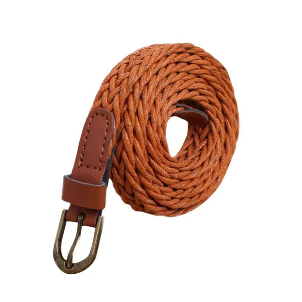 Модные Тканые тонкие пояса женские декоративные часы Брюки Пояс Ретро конопли