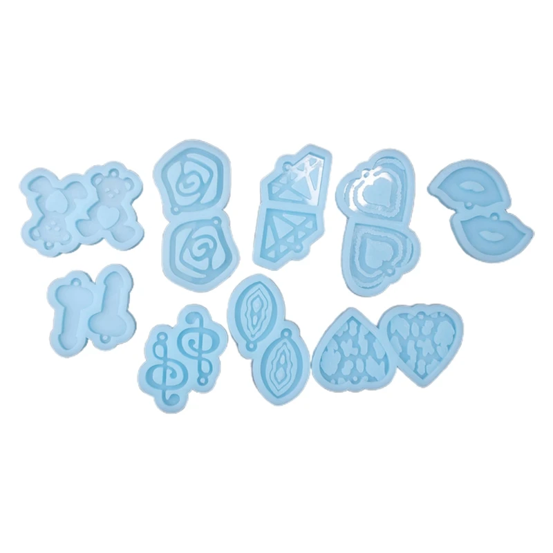 

X7YA 9x Earrings Resin Mould Charms Casting Mould Jewelry Silicone Mold for DIY Women Earrings, Resin Jewelry, Pendant Crafts