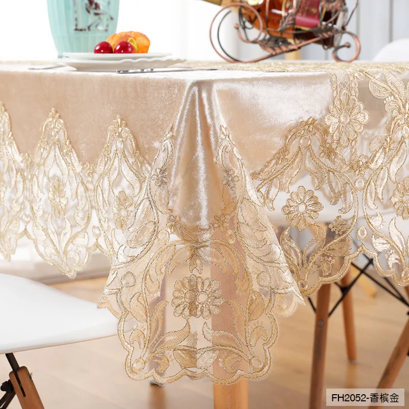 light luxury style embroidered tablecloth home hotel dining table decor table cover rectangular lace table cloth wedding decor free global shipping