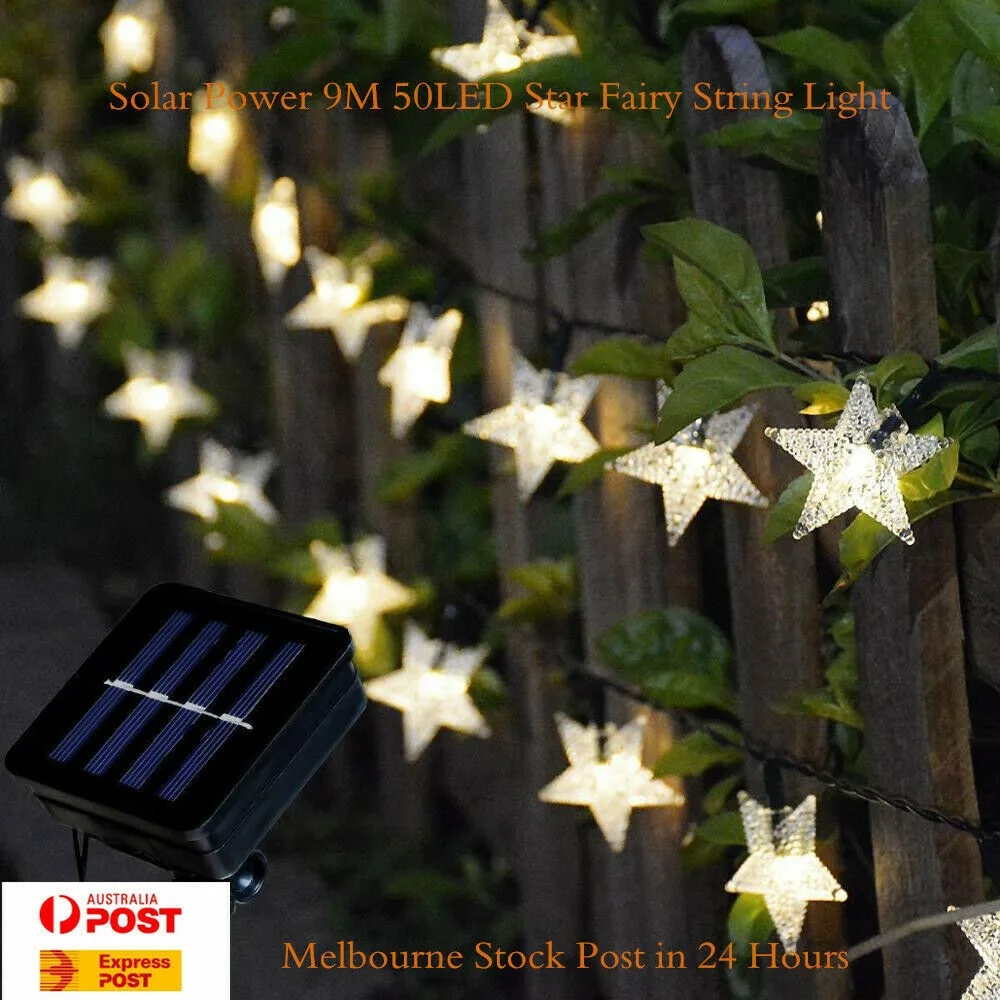 

Светодиодная гирлянсветильник со звездами, 2021, 9 м, 5 м, украшение для сада, Рождества, свадьбы, на солнечной энергии
