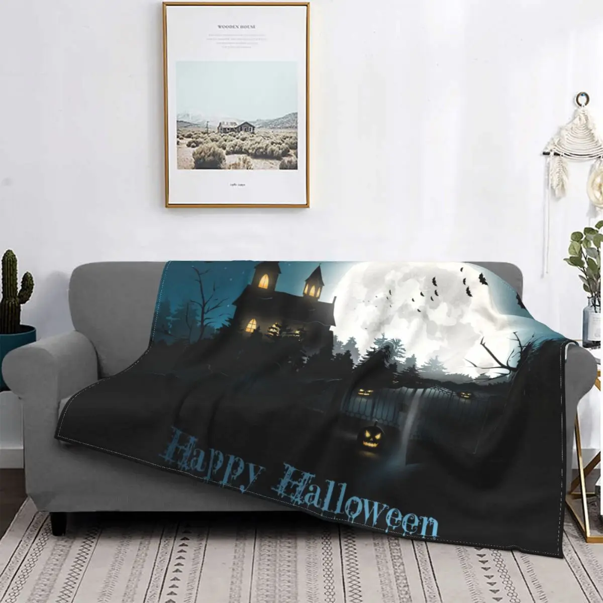 

Happy Halloween Fun Festival Blankets Coral Fleece Plush Decoration Bedroom Bedding Couch Bedspread