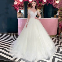 eightree whiteivory wedding dresses appliques princess modern bridal dress a line backless long sleeve wedding gowns plus size