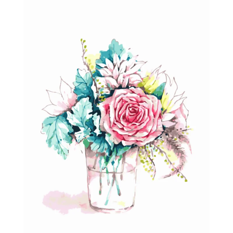 

DIY digital oil painting picture flower oil painting gift canvas oil painting and digital home decoration