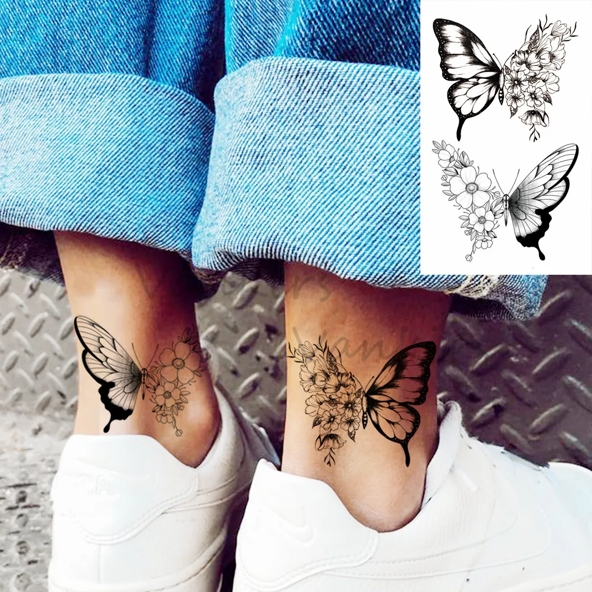 Временные татуировки для женщин и детей Мультяшные песочные часы с маленьким