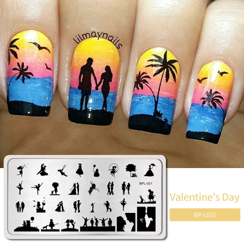 Valentines Day9 BORN PRETTY дизайн ногтей штамп штамповка шаблон цветок геометрии любовь DIY маникюр изображение пластины из нержавеющей стали дизайн ногтей трафарет - Цвет: Valentines Day9