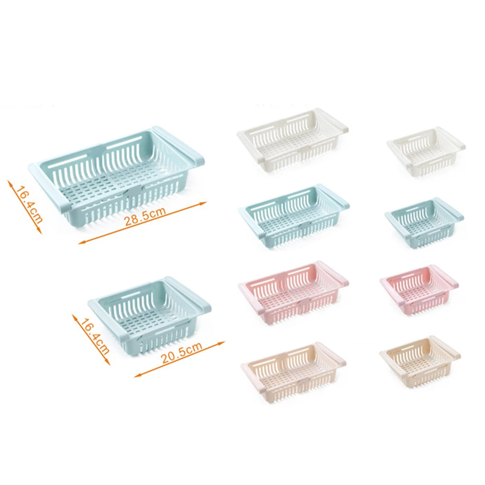 

Adjustable Stretchable Refrigerator Organizer Drawer Basket Refrigerator Pull-out Drawers Fresh Spacer Layer Storage Rack