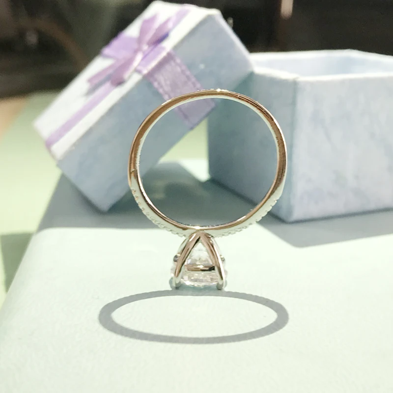 Классическое роскошное Настоящее твердое 925 пробы Серебряное кольцо 3Ct 10 сердца, стрелы, циркония, обручальные ювелирные кольца для женщин