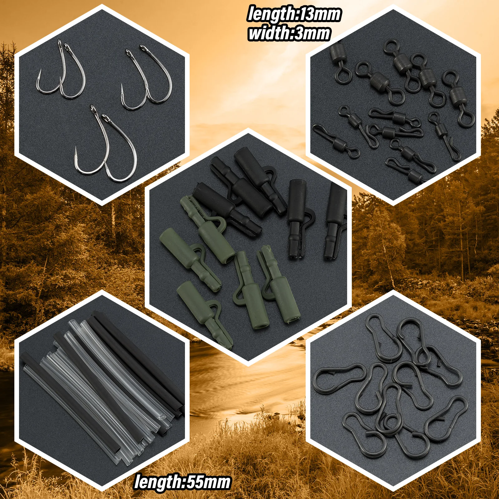 278/280/312pcs Carp Fishing Tackle Kit Fishing Swivel Snaps Hooks Anti Tangle Sleeves Safety Clips Carp Fishing Accessories