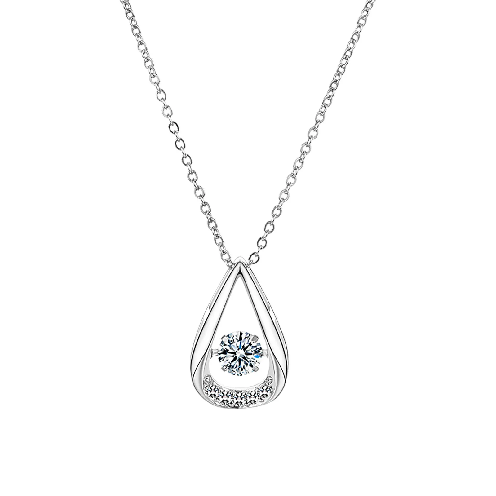 

Necklace Gift Chain Valentine's Twinkling Luxurious Day Heart Crystal Beating Necklaces & Pendants