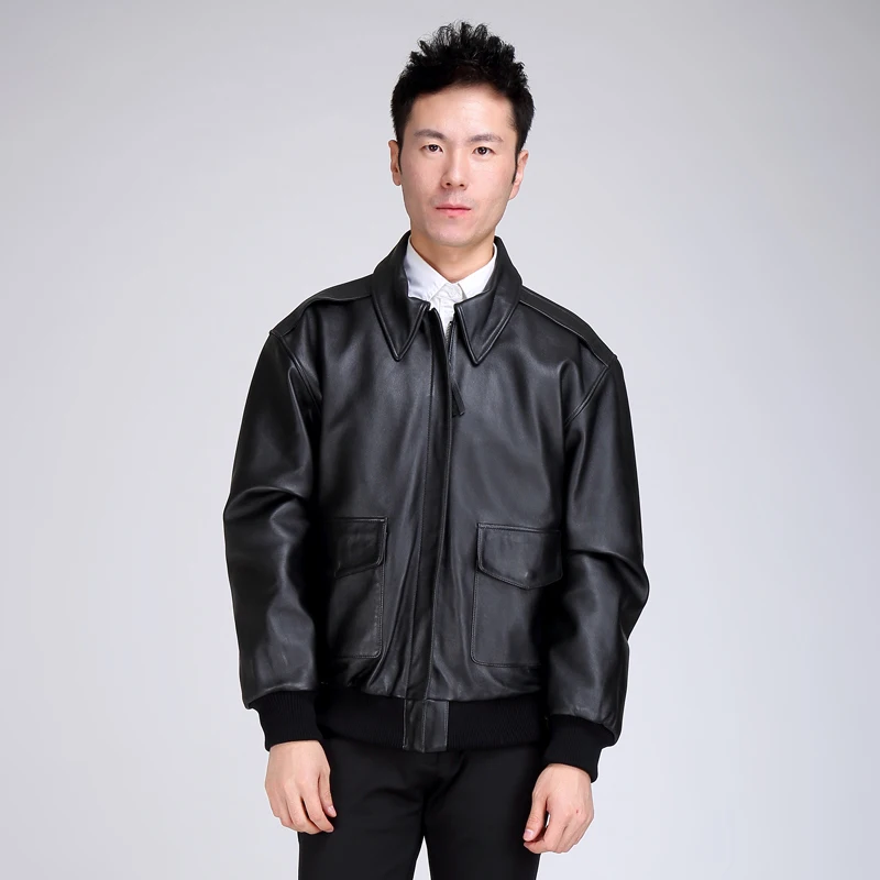 

Men's Genuine New Leather Jacket Fat loose big yards S-XXL Sheepskin Casual Russia Winter Coats Free Shipping