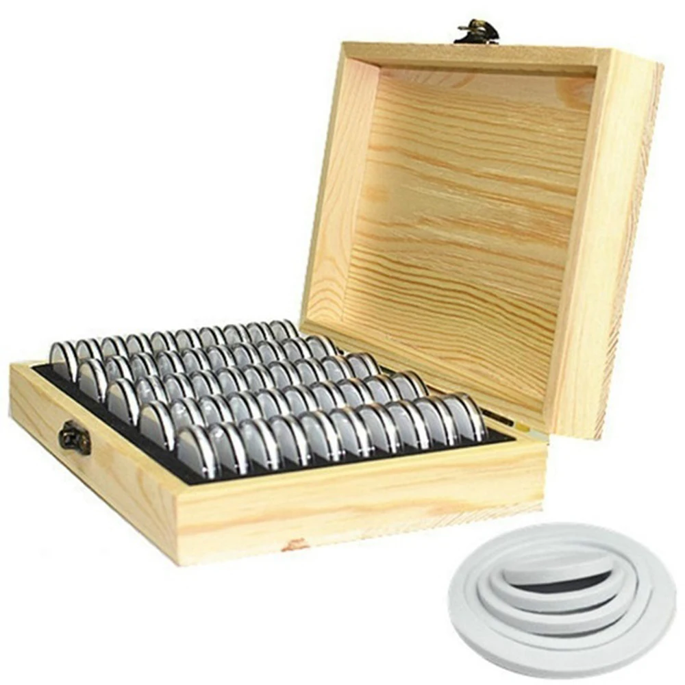 

20/30/50/100pcs Pine Wood Coin Holder Wooden Coins Storage Box for Collectible Commemorative Coin with Capsules Accommodate