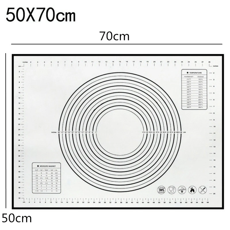 30x40cm black Силиконовый коврик для выпечки с накипью раскатки теста коврик для замеса теста антипригарная Кондитерская печь лайнер формы для выпечки 60*40/40*30 см - Цвет: 30x40cm black