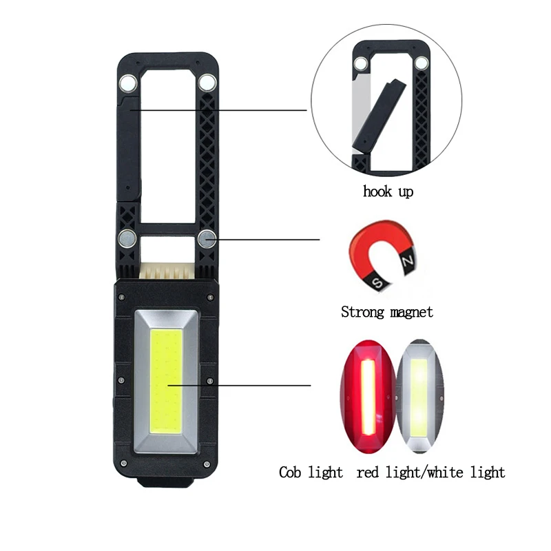 Портативный Перезаряжаемый COB светодиодный рабочий светильник для осмотра