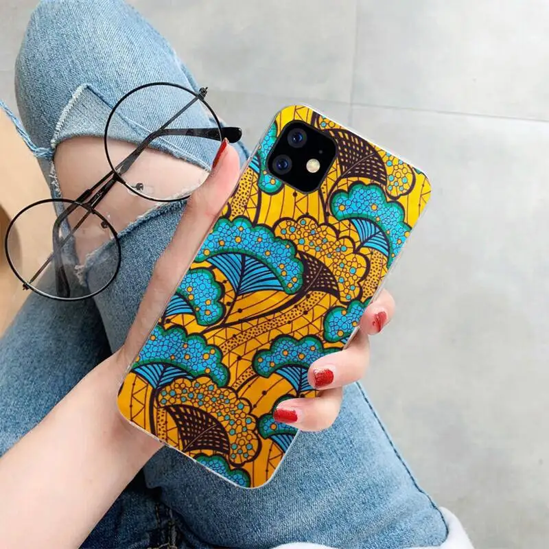 

HPCHCJHM African style fabric print Printing Phone Case cover Shell for iPhone 11 pro XS MAX 8 7 6 6S Plus X 5S SE 2020 XR cover