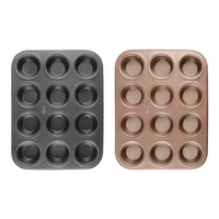 farwix non stick round 12 cup muffin cake mold diy home baking flat bottom muffin cup baking tray baking tools cake mold