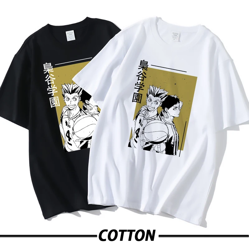 Anime Fukurodani Haikyuu Bokuto Koutarou Tee Shirt Japan Anime T Shirt Cotton Casual Loose Tops Male Hip Hop Harajuku T-Shirts